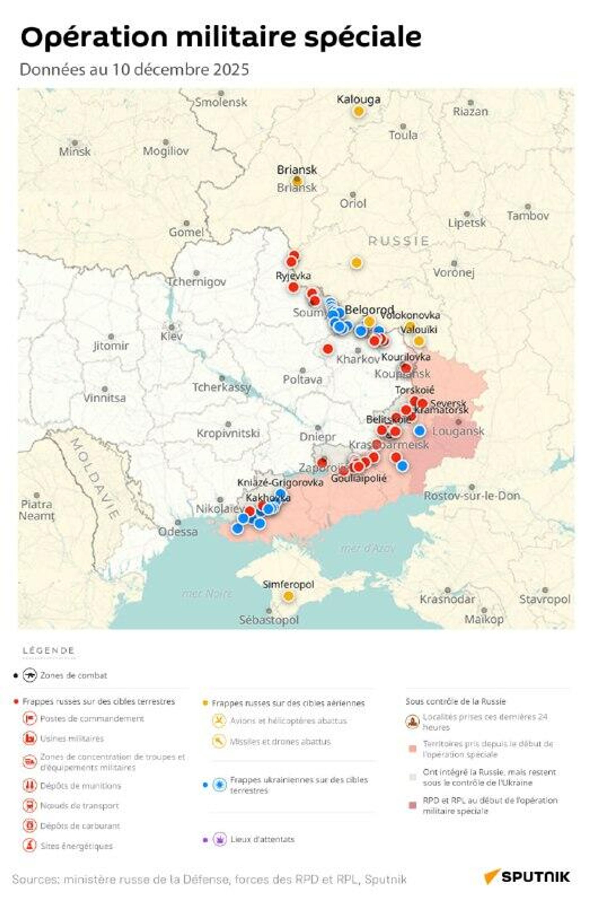 Situation dans la zone de l'opération militaire spéciale russe au 10 décembre - Sputnik Afrique, 1920, 10.12.2025