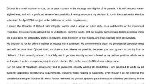 Former Senior Adviser to Djibouti Leader Officially Confirms Presidential Candidacy for 2026 Vote - Sputnik Africa