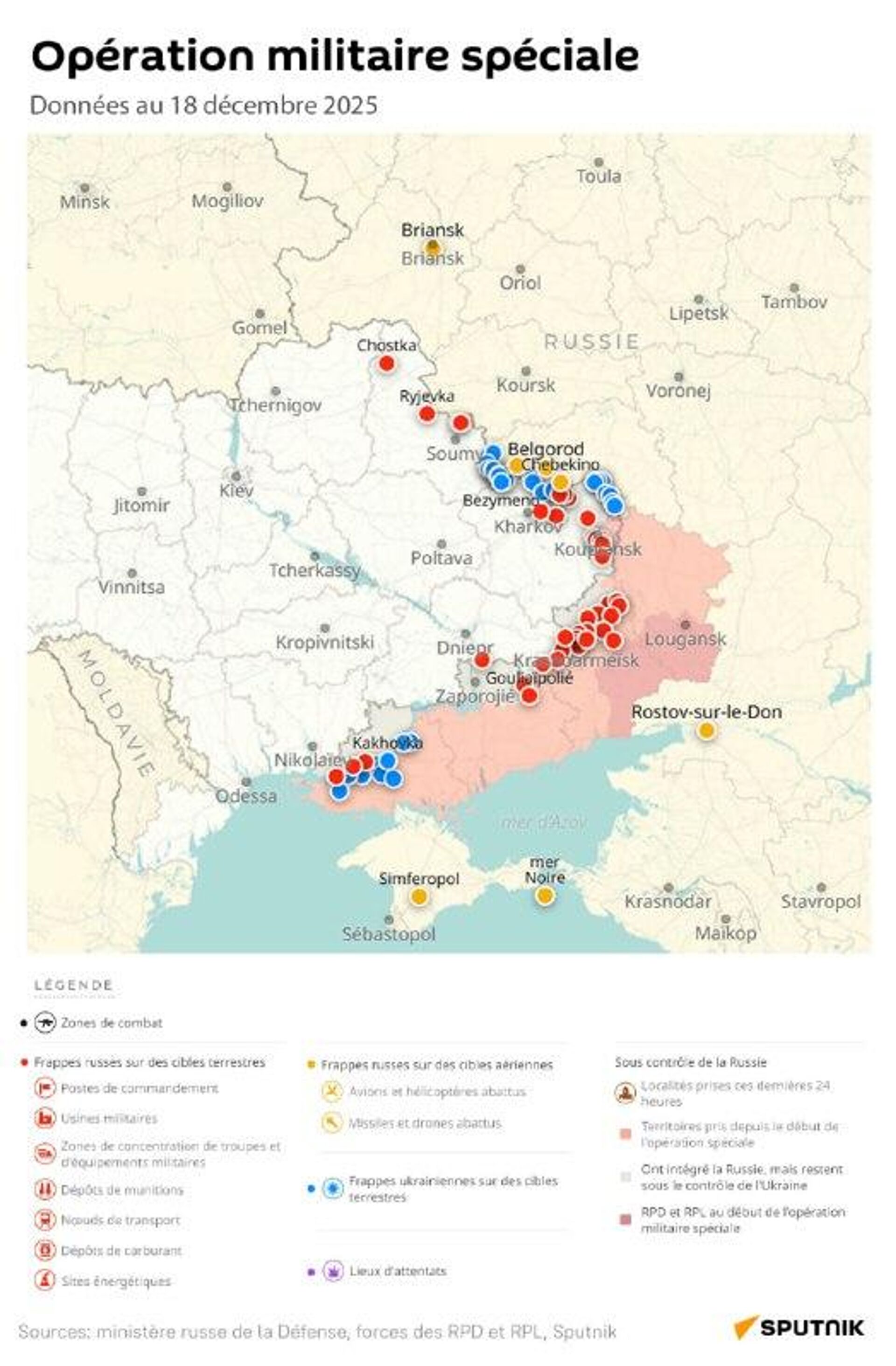 Situation dans la zone de l'opération militaire spéciale russe au 18 décembre - Sputnik Afrique, 1920, 18.12.2025