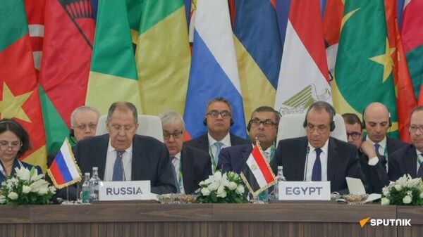 Conférence de presse des ministres russe et égyptien des Affaires étrangères à l'issue de la 2e conférence ministérielle du Forum de partenariat Russie-Afrique - Sputnik Afrique