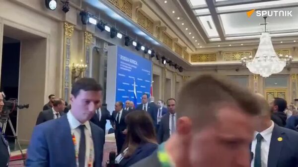 Lavrov and his Egyptian counterpart Badr Abdelatty leave after the press conference concludes - Sputnik Africa