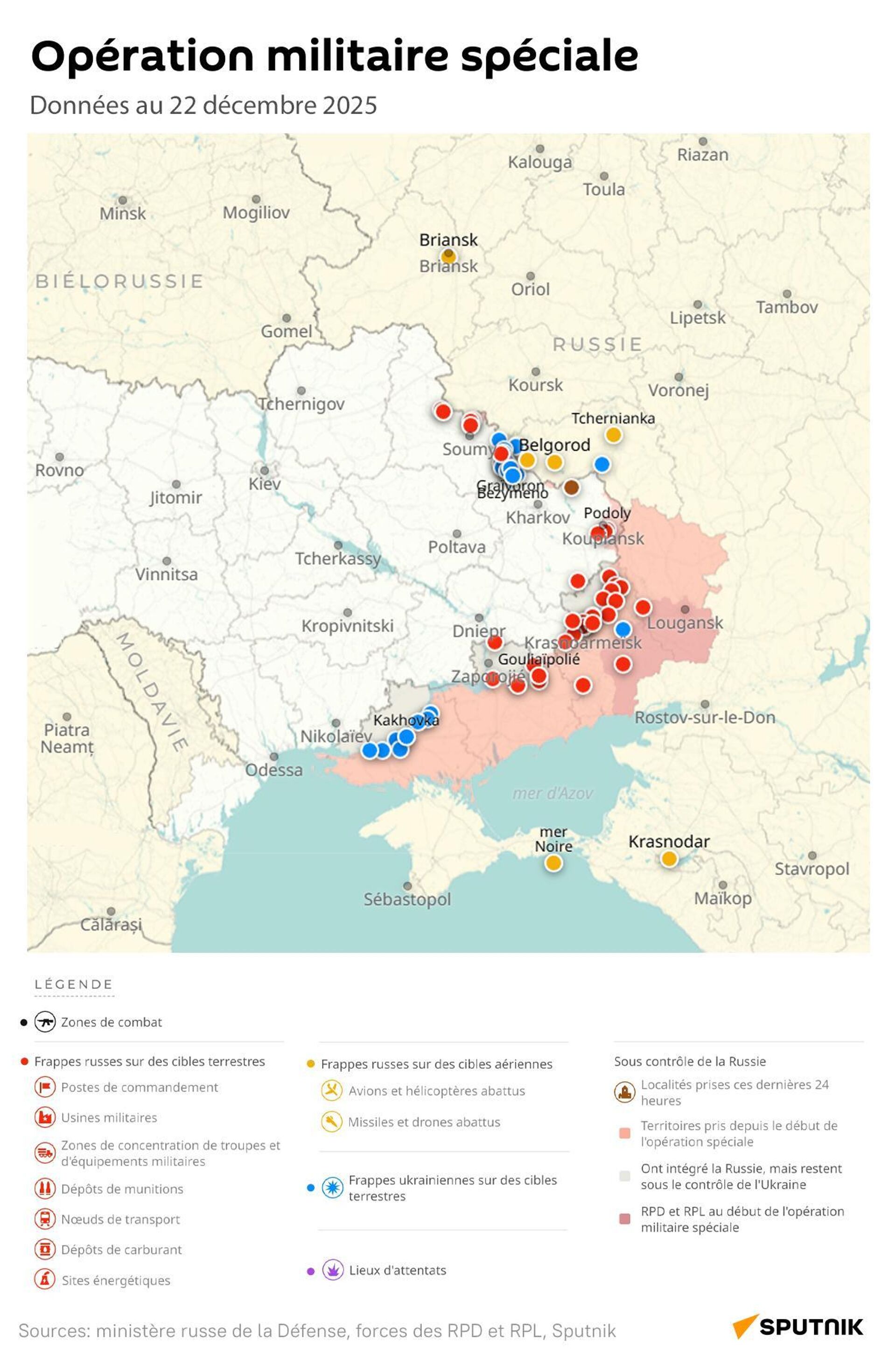 Situation dans la zone de l'opération militaire spéciale russe au 22 décembre - Sputnik Afrique, 1920, 22.12.2025