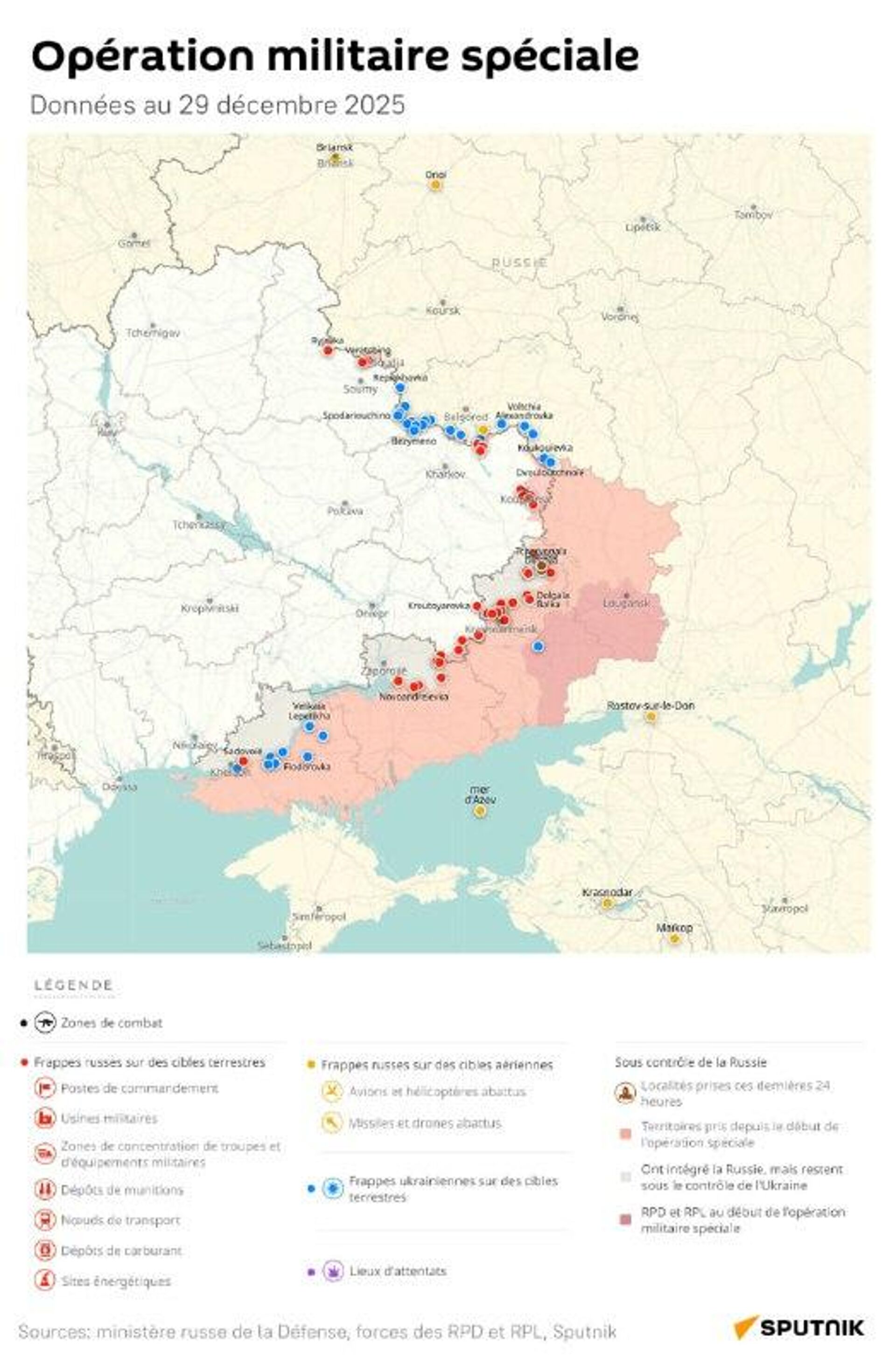 Situation dans la zone de l'opération militaire spéciale russe au 29 décembre - Sputnik Afrique, 1920, 29.12.2025