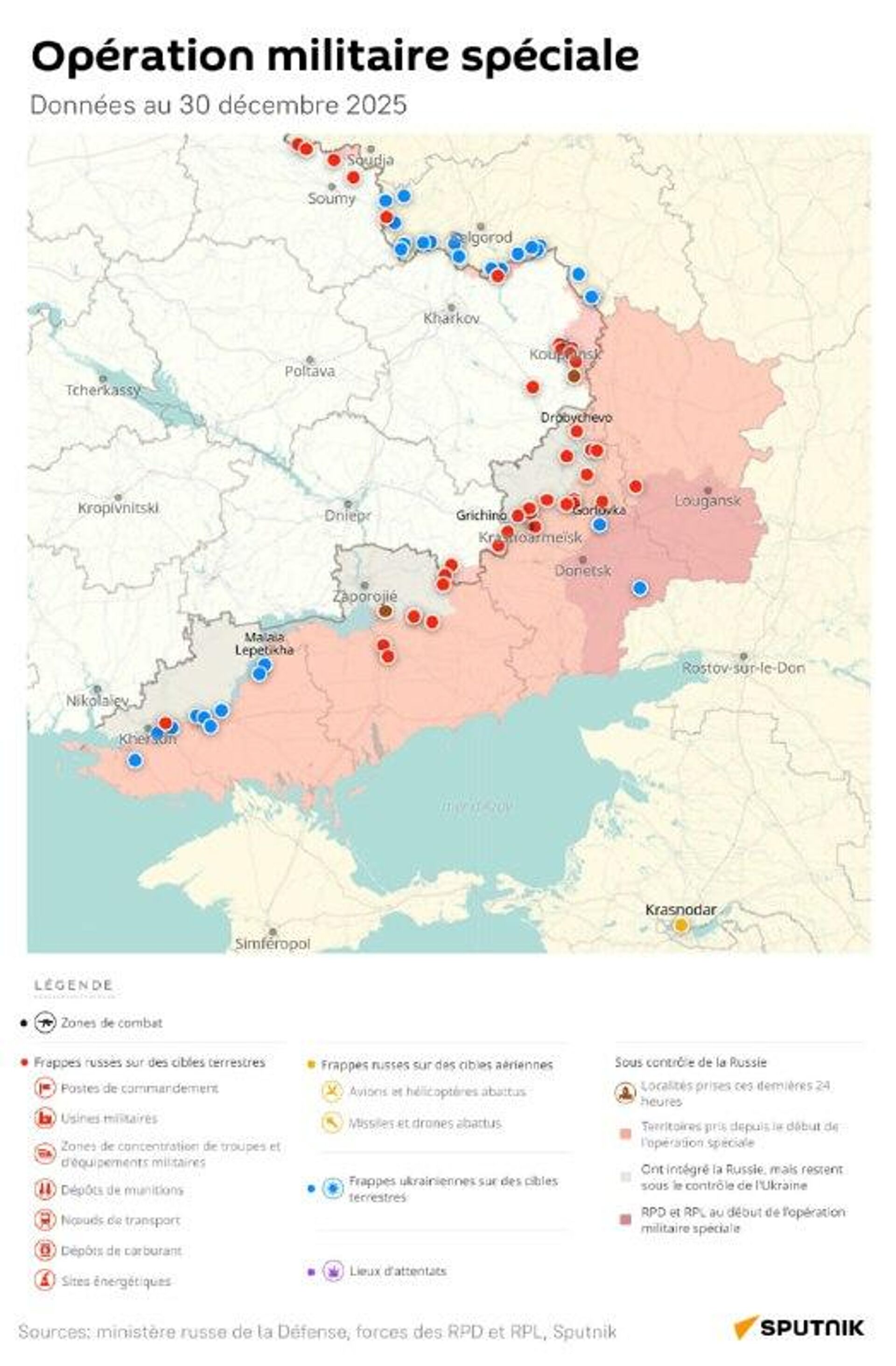 Situation dans la zone de l'opération militaire spéciale russe au 30 décembre - Sputnik Afrique, 1920, 30.12.2025
