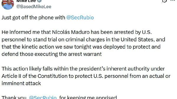 Maduro Arrested by US Military to Face Criminal Charges in America: Senator Lee Quoting Rubio Maduro Arrested by US Military to Face Criminal Charges in America: Senator Lee Quoting Rubio - Sputnik Africa