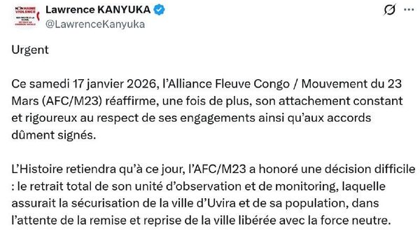 Le M23 annonce son retrait total d’Uvira, Kinshasa conteste - Sputnik Afrique