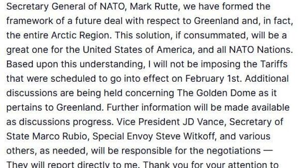 Trump reports 'framework of a future deal' for Greenland with NATO - Sputnik Africa