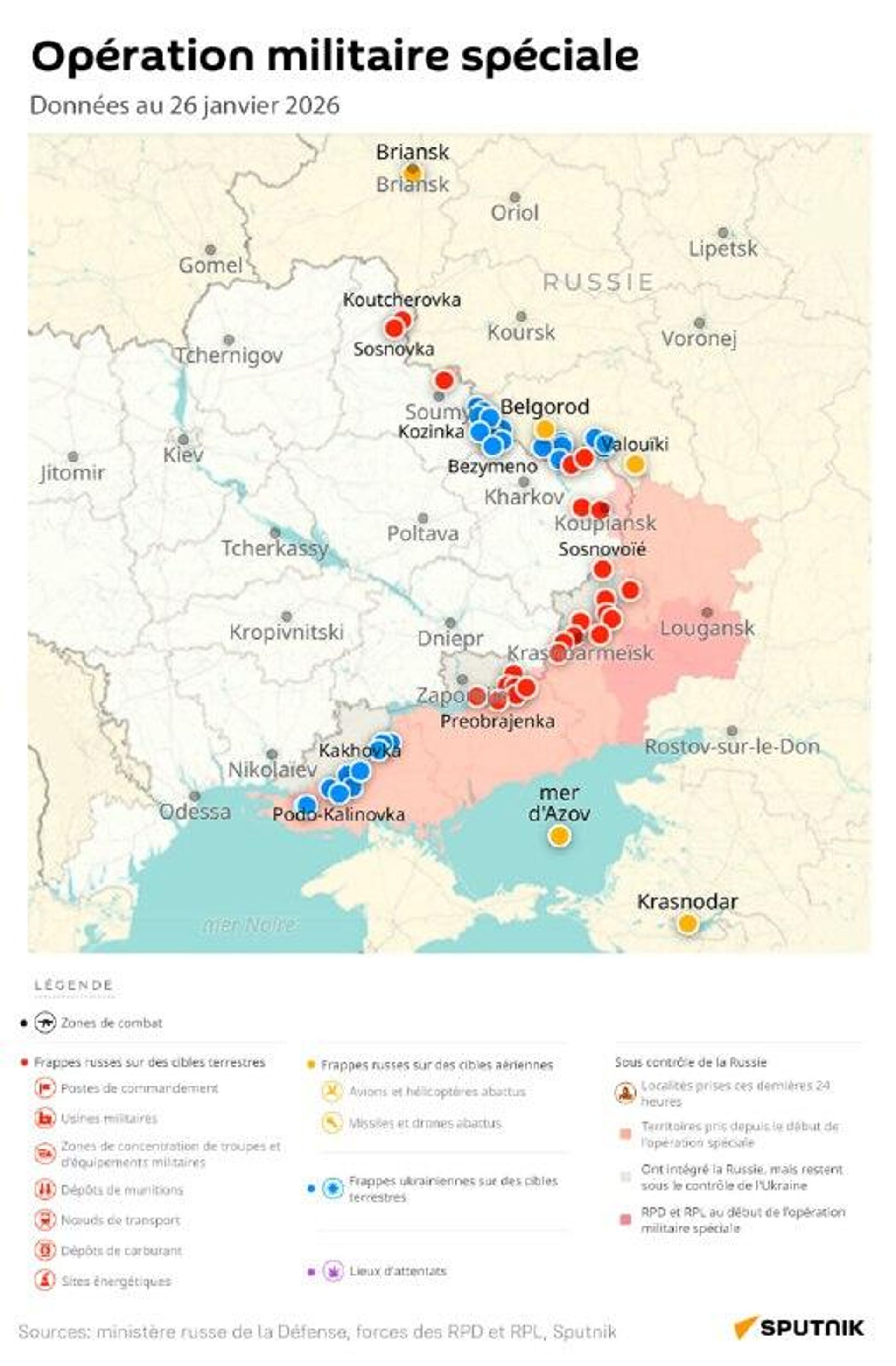 Situation dans la zone de l'opération militaire spéciale russe au 26 janvier - Sputnik Afrique, 1920, 26.01.2026