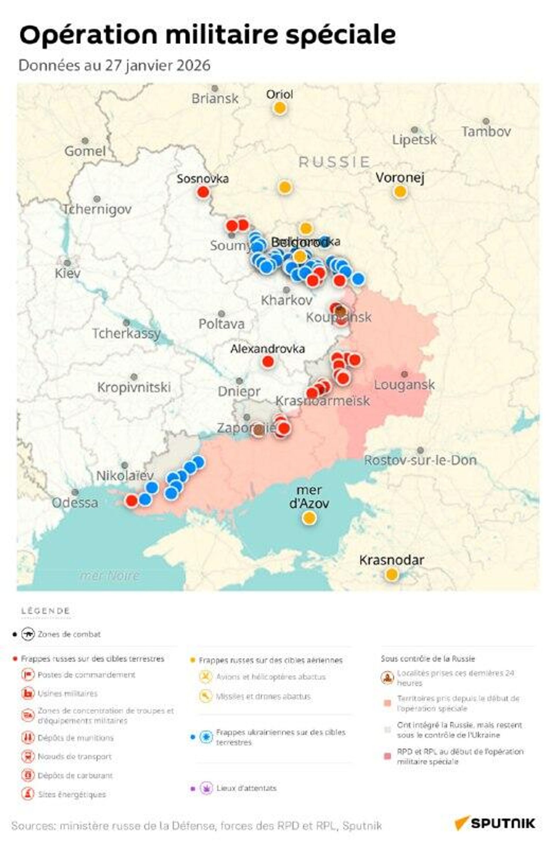 Situation dans la zone de l'opération militaire spéciale russe au 27 janvier - Sputnik Afrique, 1920, 27.01.2026