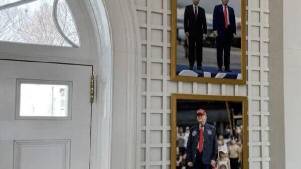 Trump a affiché à la Maison-Blanche une photo que Poutine lui avait envoyée après le sommet historique en Alaska - Sputnik Afrique