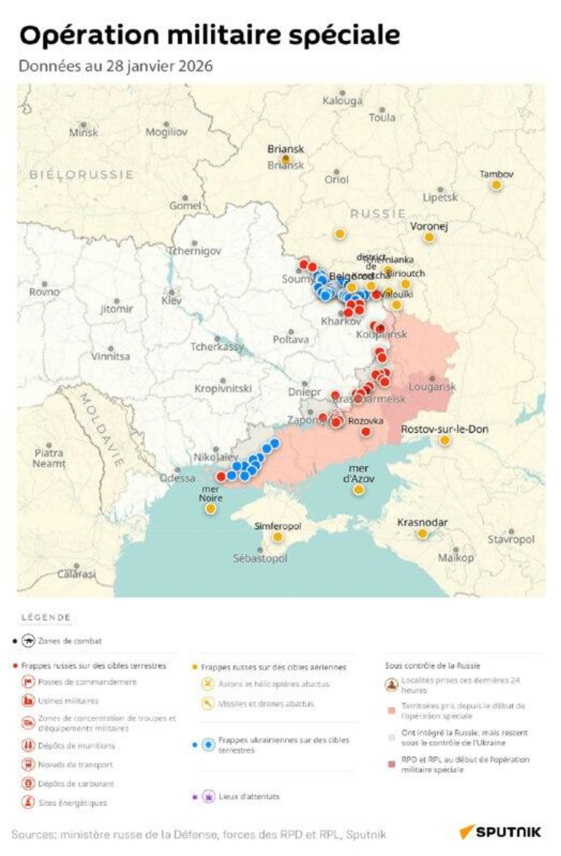 Situation dans la zone de l'opération militaire spéciale russe au 28 janvier - Sputnik Afrique, 1920, 28.01.2026