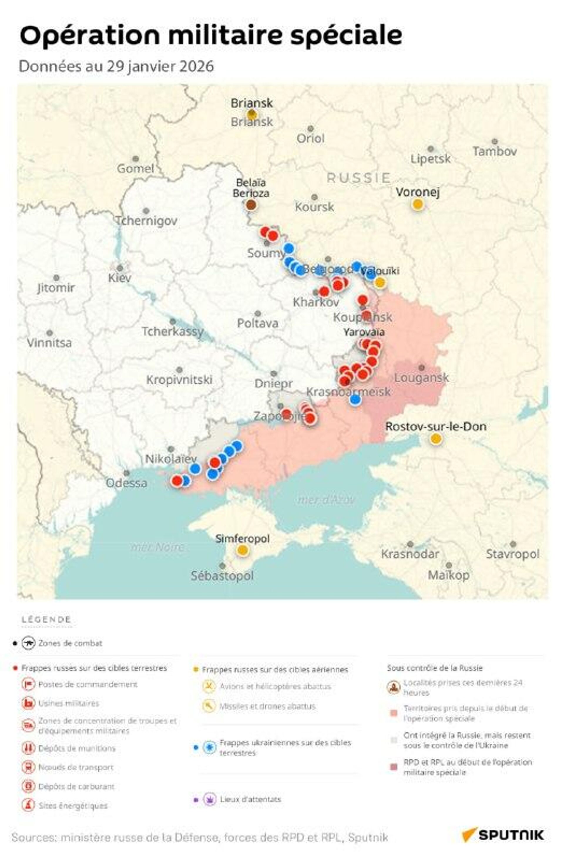 Situation dans la zone de l'opération militaire spéciale russe au 29 janvier - Sputnik Afrique, 1920, 29.01.2026
