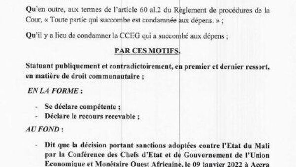 La Cour de justice de l’UEMOA reconnaît l’illégalité des sanctions imposées au Mali en 2022 - Sputnik Afrique