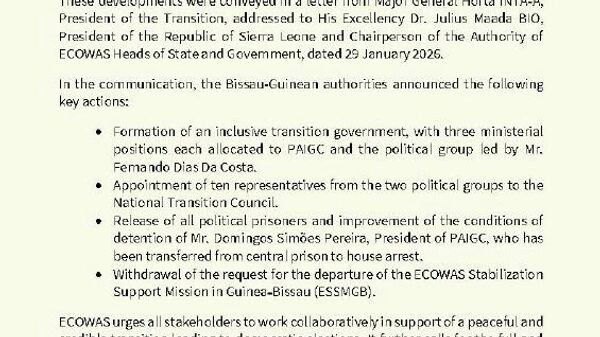 ECOWAS Welcomes Measures Taken by Guinea-Bissau to Advance Return to Constitutional Order - Sputnik Africa