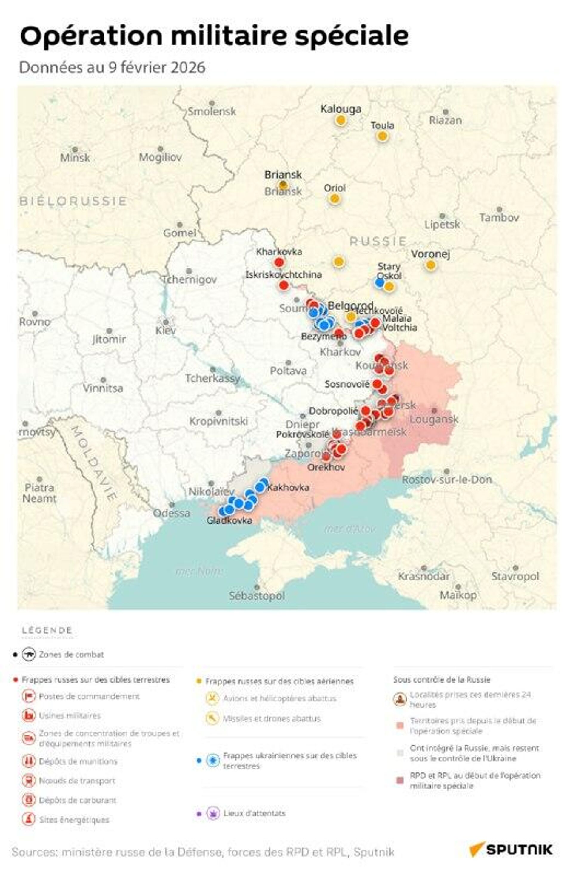 Situation dans la zone de l'opération militaire spéciale russe au 9 février - Sputnik Afrique, 1920, 09.02.2026