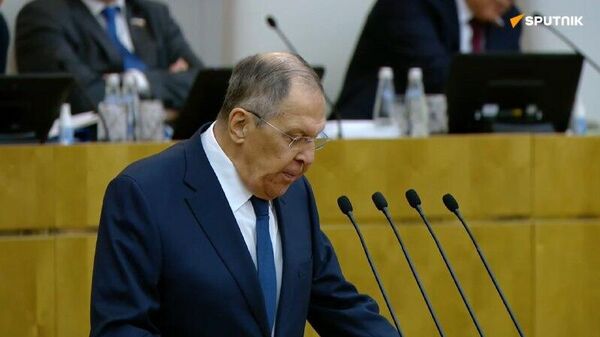 Le chef de la diplomatie russe intervient à une réunion de la chambre basse du Parlement russe - Sputnik Afrique
