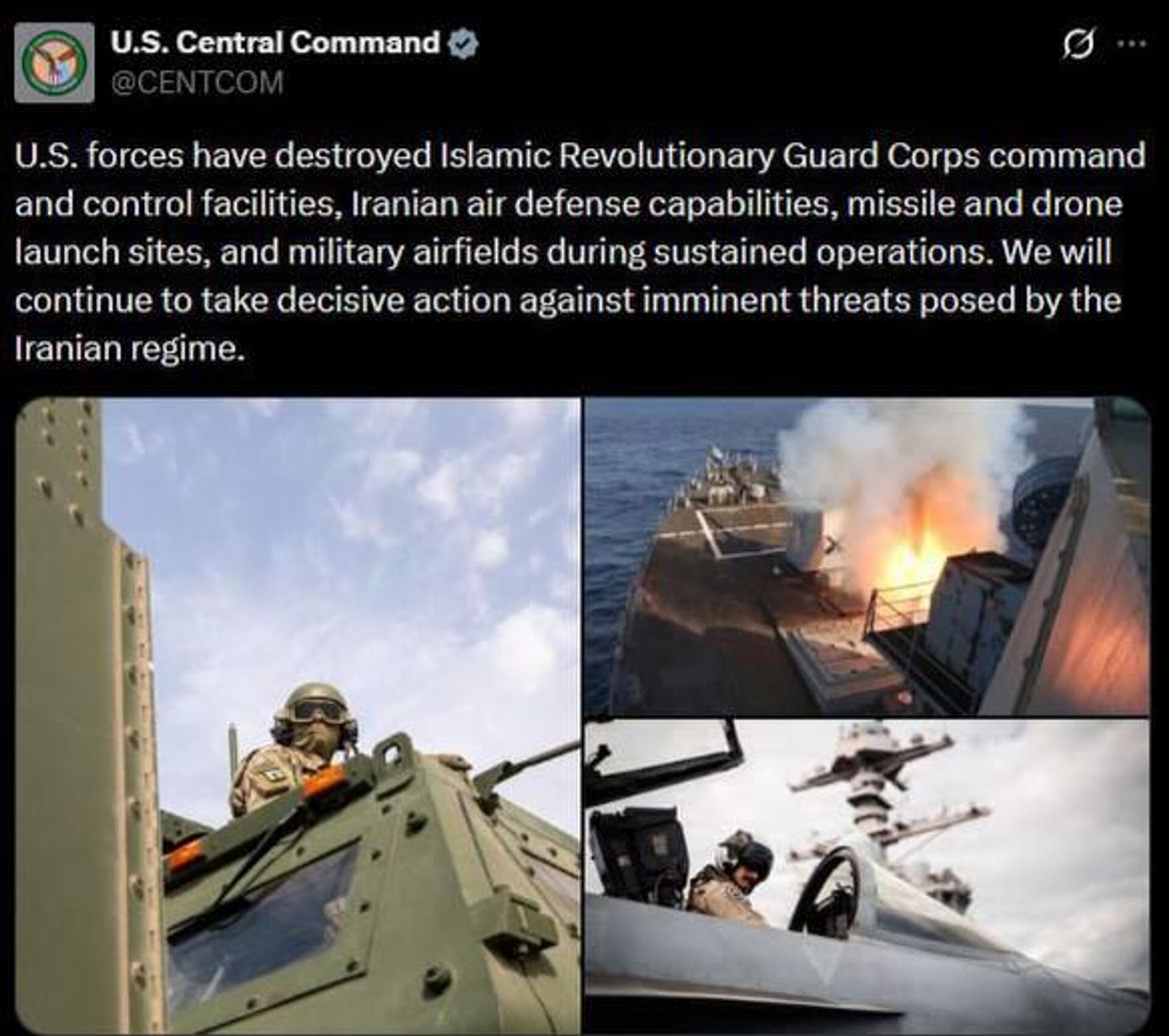 L’armée américaine affirme avoir détruit les postes de commandement des gardiens de la révolution - Sputnik Afrique, 1920, 03.03.2026