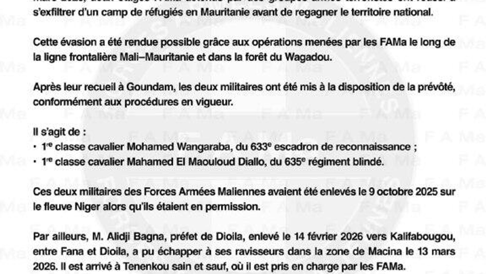 Deux militaires et un préfet maliens échappent à leurs ravisseurs Deux militaires et un préfet maliens échappent à leurs ravisseurs - Sputnik Afrique, 1920, 16.03.2026