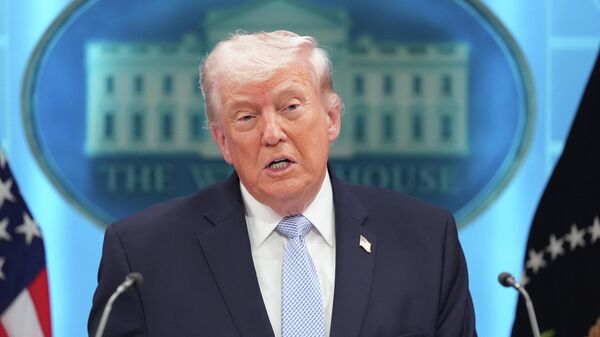 President Donald Trump speaks with reporters in the James Brady Press Briefing Room at the White House, Monday, April 6, 2026, in Washington - Sputnik Africa
