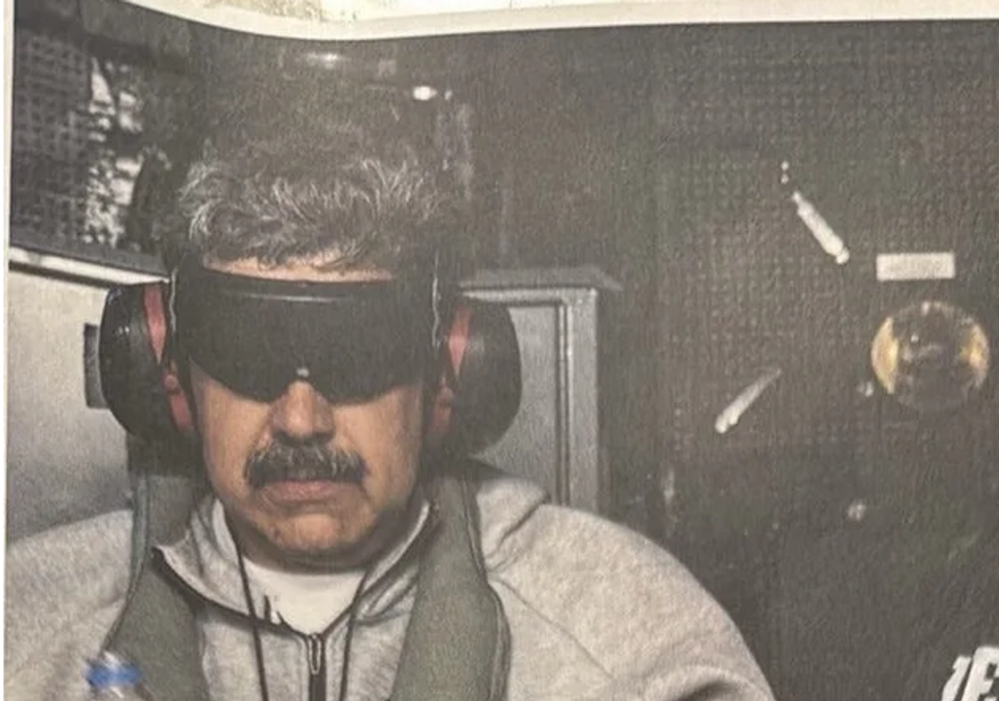 Venezuelan President Nicolas Maduro aboard the USS Iwo Jima after his kidnapping by US forces. Social media photo. - Sputnik Africa