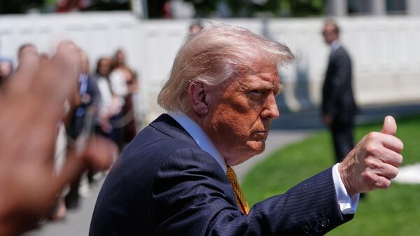 President Donald Trump gives a thumbs up as he leaves the White House for travel to Beijing, Tuesday, May 12, 2026, in Washington, to meet with China's President Xi Jinping. - Sputnik Africa