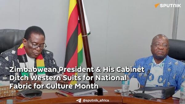 Zimbabwean President & His Cabinet Ditch Western Suits for National Fabric for Culture Month - Sputnik Africa
