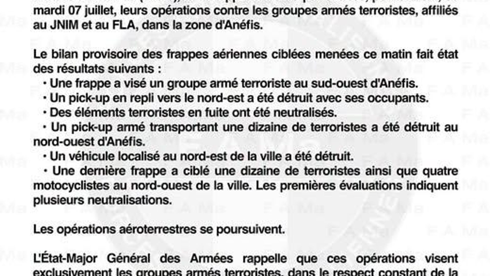 L'armée malienne et ses partenaires ont continué les opérations contre les djihadistes dans la zone d'Anéfis L'armée malienne et ses partenaires ont continué les opérations contre les djihadistes dans la zone d'Anéfis - Sputnik Afrique, 1920, 07.07.2026