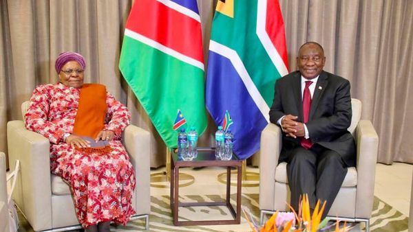 Namibian President Netumbo Nandi-Ndaitwah and South African President Cyril Ramaphosa at the Department of International Relations and Cooperation (DIRCO) in Pretoria ahead of the opening of the Summit of the Fourth Session of the Namibia–South Africa Bi-National Commission. July 17, 2026. - Sputnik Africa