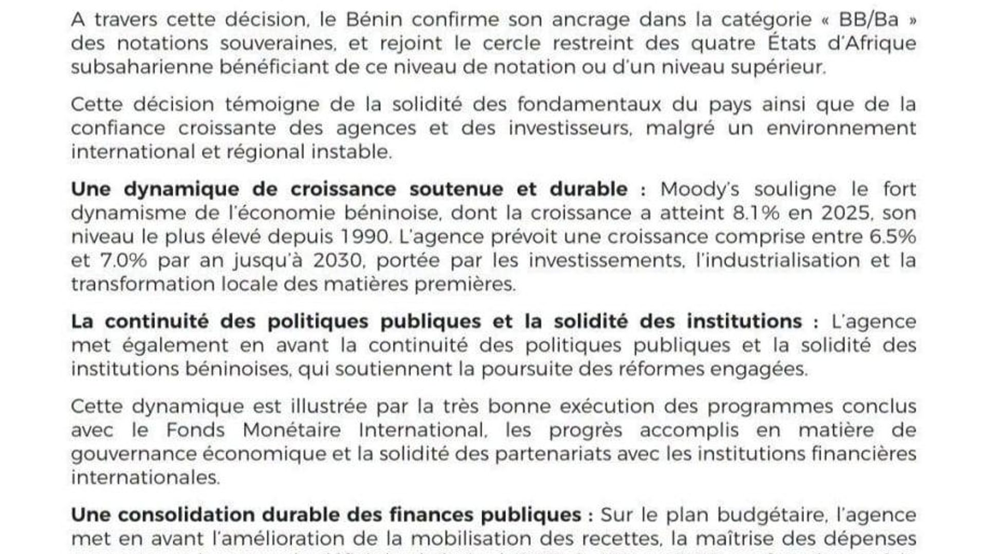 La note souveraine du Bénin s'améliore sur la scène internationale - gouvernement - Sputnik Afrique, 1920, 08.08.2026