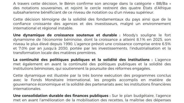La note souveraine du Bénin s'améliore sur la scène internationale - gouvernement - Sputnik Afrique