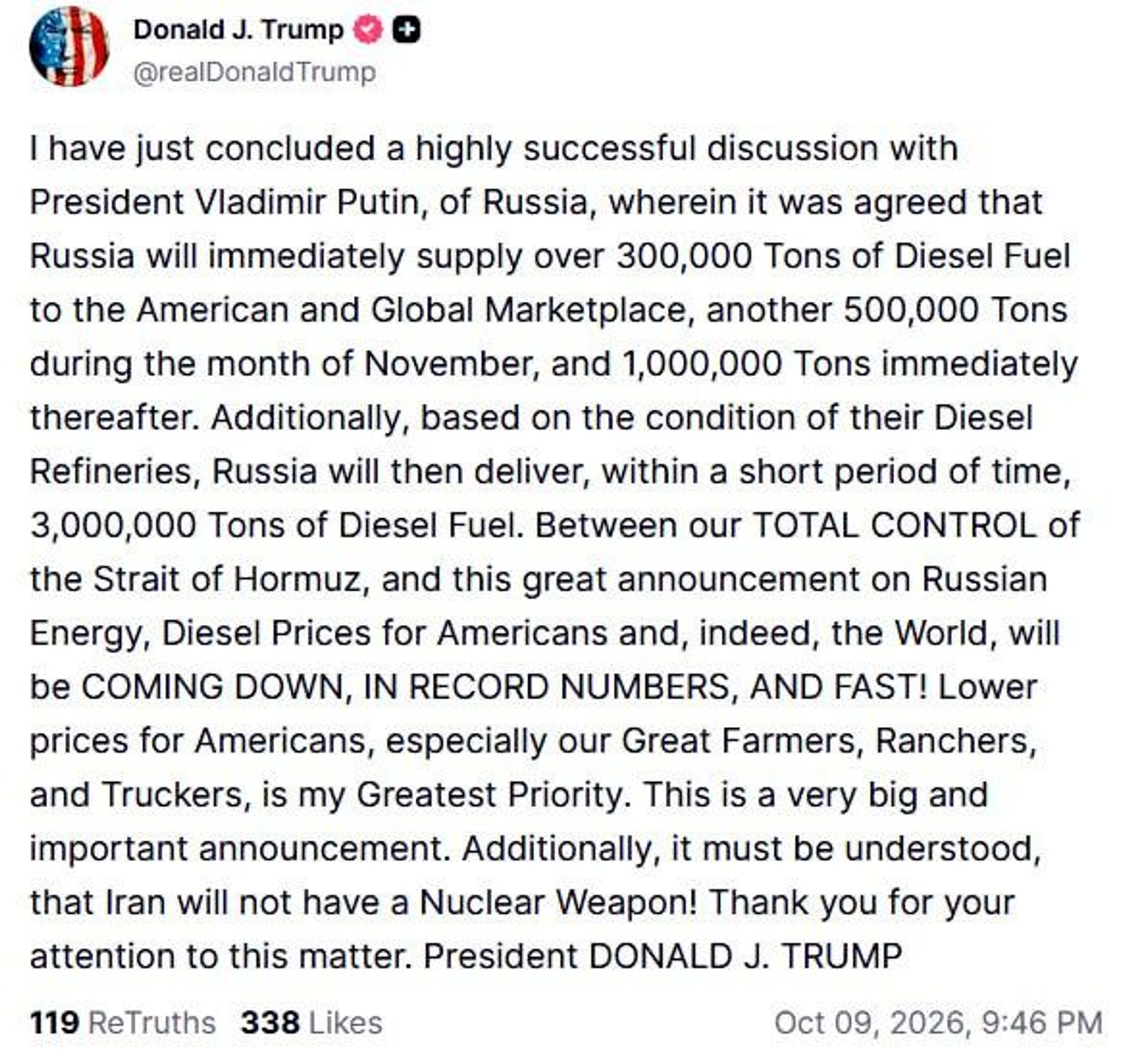 Trump announces deal with Putin - Sputnik Africa, 1920, 09.10.2026