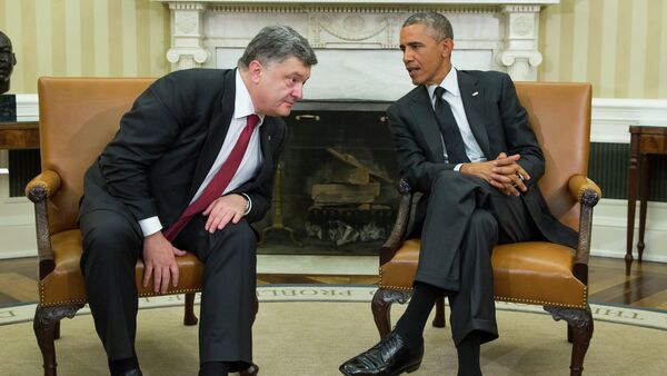 President Barack Obama, right, meets with Ukrainian President Petro Poroshenko in the Oval Office of the White House, on Thursday, Sept. 18, 2014 - Sputnik Afrique