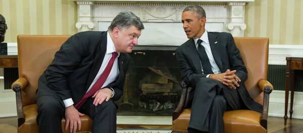 President Barack Obama, right, meets with Ukrainian President Petro Poroshenko in the Oval Office of the White House, on Thursday, Sept. 18, 2014 - Sputnik Afrique