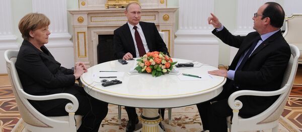 La rencontre Poutine-Merkel-Hollande à Moscou - Sputnik Afrique