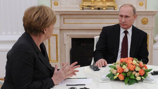 Президент России В.Путин провел рабочую встречу с канцлером ФРГ А.Меркель и президентом Франции Ф.Олландом - Sputnik Afrique