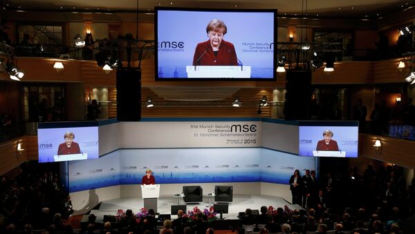 German Chancellor Angela Merkel during the 51st Munich Security Conference - Sputnik Afrique