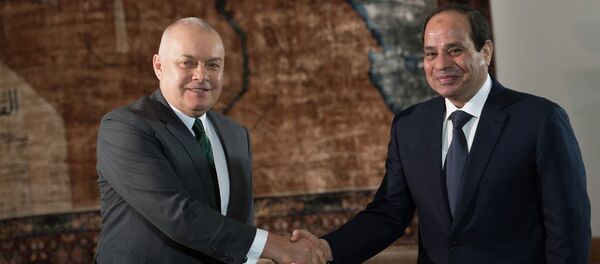 Президент Египта Абдель Фаттах Ас-Cиси дал интервью генеральному директору МИА Россия сегодня Д.Киселеву - Sputnik Afrique