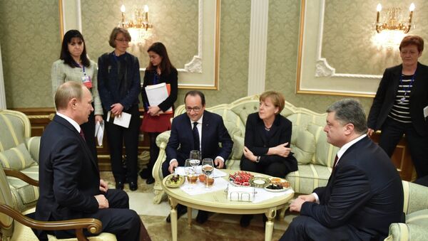 V.Poutine, F.Hollande, A.Merkel, P.Porochenko - Sputnik Afrique
