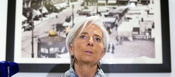 International Monetary Fund (IMF) Managing Director Christine Lagarde speaks about the situation in Ukraine at a news conference in Brussels February 12, 2015 - Sputnik Afrique