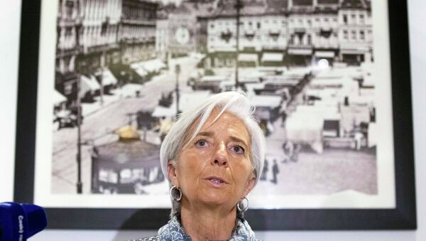 International Monetary Fund (IMF) Managing Director Christine Lagarde speaks about the situation in Ukraine at a news conference in Brussels February 12, 2015 - Sputnik Afrique
