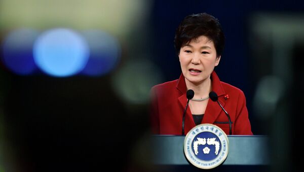 South Korean President Park Geun-Hye speaks during her New Year news conference at the presidential Blue House in Seoul January 12, 2015. - Sputnik Afrique