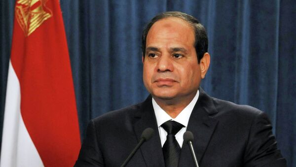 Egyptian President Abdel Fattah al-Sisi gives a speech at the presidential palace in Cairo, in this February 15, 2015 handout picture courtesy of the Egyptian Presidency. - Sputnik Afrique