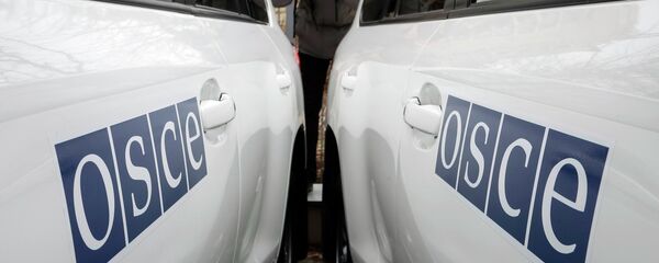 A journalist takes picture during a handover ceremony of ten armoured vehicles donated by Britain to the OSCE Special Monitoring Mission (SMM) to Ukraine, in Kiev January 13, 2015. - Sputnik Afrique
