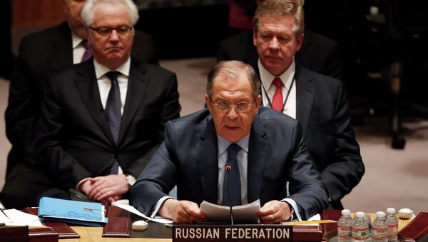 Russian Foreign Minister Sergey Lavrov addresses a meeting of the United Nations Security Council at the U.N. headquarters in New York, February 23, 2015 - Sputnik Afrique