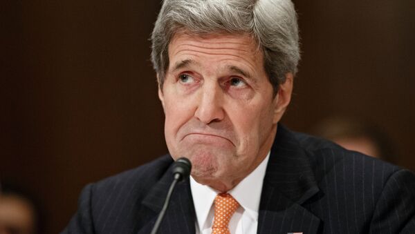 Secretary of State John Kerry testifies on Capitol Hill in Washington, Tuesday, Feb. 24, 2015, before a Senate Appropriations subcommittee to defend the budget requests for America's diplomacy operations - Sputnik Afrique