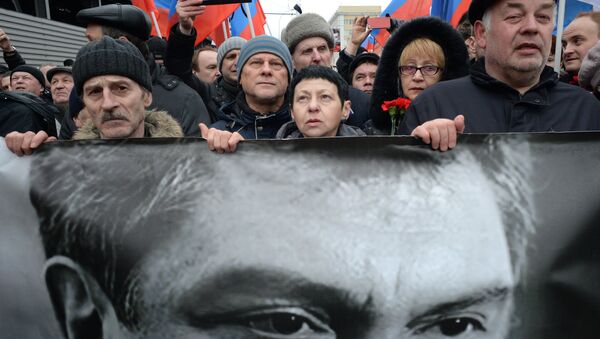 Траурный марш в память о политике Б.Немцове в Москве - Sputnik Afrique