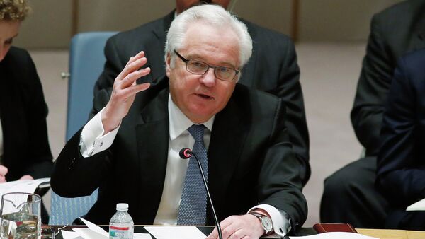 Russian Ambassador to the United Nations Vitaly Churkin addresses members of the U.N. Security Council - Sputnik Afrique
