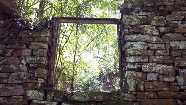 A wall and window in ruins are seen at a site of a possible Nazi safe haven near San Ignacio, in the northeastern Argentine province of Misiones, March 13, 2015. - Sputnik Afrique