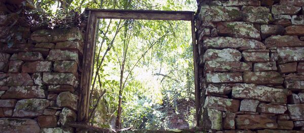 A wall and window in ruins are seen at a site of a possible Nazi safe haven near San Ignacio, in the northeastern Argentine province of Misiones, March 13, 2015. - Sputnik Afrique