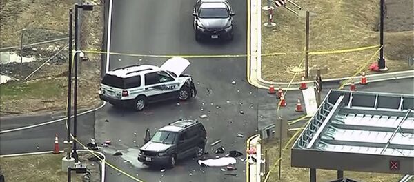 An aerial view of a shooting scene at the National Security Agency at Fort Meade in Maryland is pictured in this still image take from video, March 30, 2015. - Sputnik Afrique